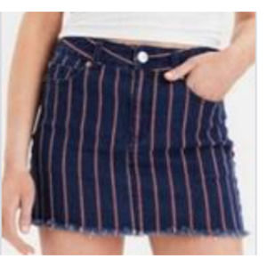 American Eagle Hi-Rise Mini Super Stretch Stripe Mini Jean Skirt Size-2